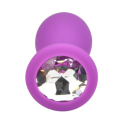 Jewelled Silicone Butt Plug | Purple | S, M or L | from Loving Joy -  - [price]