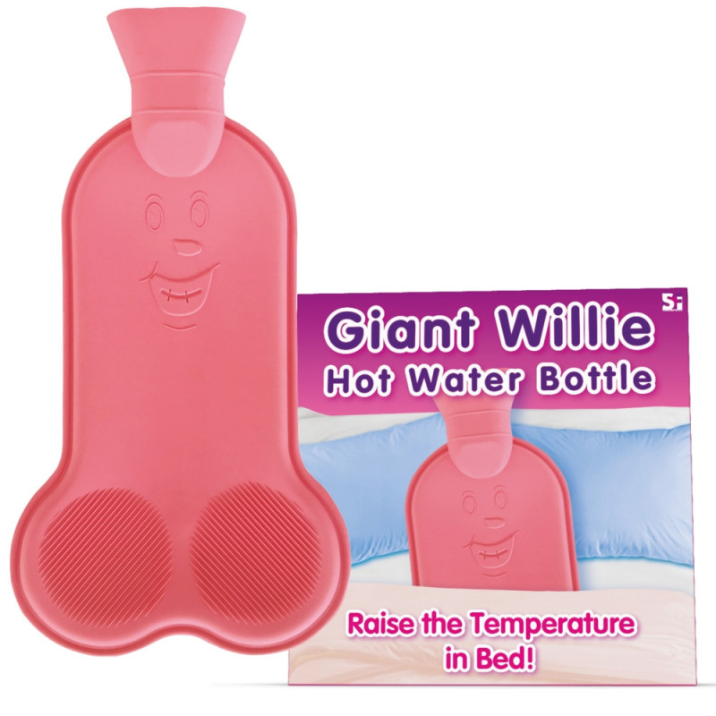 Giant Willie Novelty Hot Water Bottle | 36cm x 20cm  | Pink -  - [price]