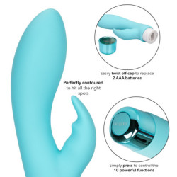 'Eden' Waterproof Silicone Rabbit Vibrator | Blue | from CalExotics -  - [price]