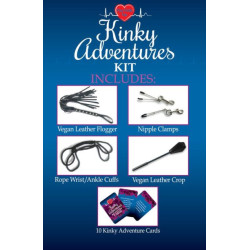 Kinky Adventures Kit | Flogger, Clamps, Crop, Wrist/Ankle Cuffs & Adventure Cards | from Play With Me