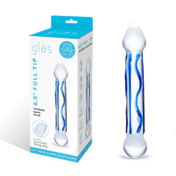 Full Tip Textured Glass Dildo | Blue | 6.5" | From Gläs