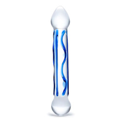 Full Tip Textured Glass Dildo | Blue | 6.5" | From Gläs