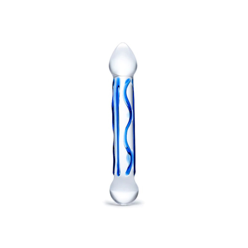 Full Tip Textured Glass Dildo | Blue | 6.5" | From Gläs