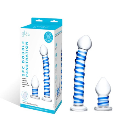 Swirly | Glass Dildo and Plug Set | Blue | from Gläs