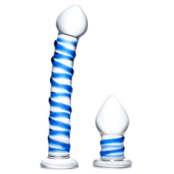 Swirly | Glass Dildo and Plug Set | Blue | from Gläs