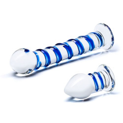 Swirly | Glass Dildo and Plug Set | Blue | from Gläs