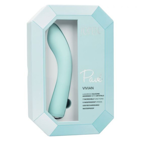 Pave - By Jopen - Vivian - Jewelled Silicone Wand Vibrator With Crystals - Light Blue -  - [price]