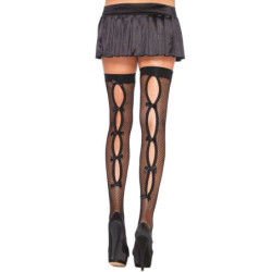 Keyhole Backseam Thigh Highs | Black | UK 6 to 12 | from Leg Avenue -  - [price]