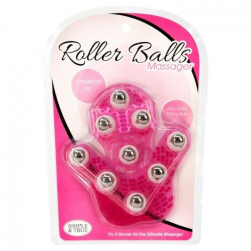 Roller Balls Massage Glove | Adjustable Strap Fits All | Pink -  - [price]